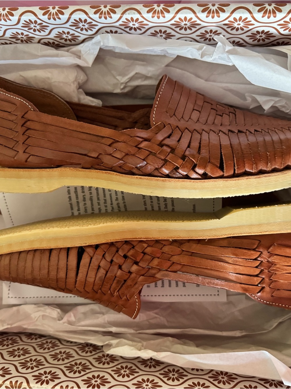 Dandy Del Mar Men’s Huaraches Tan Woven Leather Slip-On Loafers - Picture 5 of 6